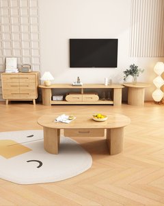 High Quality Natural Solid Wood <b>TV</b> <b>Stand</b> with Drawers & Fluted Legs, Living Room Media Console - Product Image 1