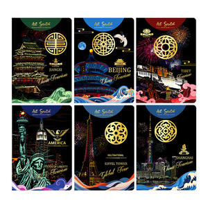 Personnalisé populaire chinois célèbre monument <span class=keywords><strong>Architecture</strong></span> scène de nuit <span class=keywords><strong>livre</strong></span> de peinture à gratter créatif bricolage tatouage autocollants enfant adulte - Product Image 2