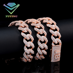 New Design <b>Rapper</b> 18mm Rose Gold Plated Sterling Silver Cuban Link <b>Chain</b> with VVS Moissanite Unisex Fashion Hip Hop Miami Style - Product Image 5