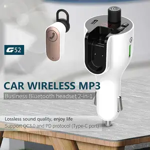 OEM Universal 2 in 1 Car Music Player MP3/WMA Headset FM Transmitter USB QC3.0 Fast Charger for Type-C and tablets