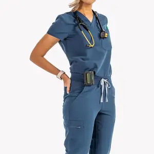 Custom Logo Doctor Nurse Suit Anti Wrinkle Jogger Scrubs Uniform Sets Breathable Medical Scrub Sets