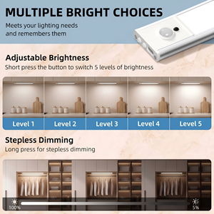New Usb Rechargeable Battery 5 Color Adjustable and Brightness Dimmable Motion Sensor <strong>Kitchen</strong> Under Led Cabinet <strong>Light</strong> - Product Image 3