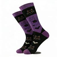 Chaussettes fantaisie à succès sur le thème d'Halloween, mi-mollet, imprimées crâne, chat noir, toile d'araignée, en coton, pour hommes, pour cosplay festif