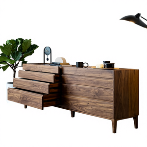 Mueble de TV de <span class=keywords><strong>Madera</strong></span> Maciza Multifuncional de Ocho Cajones de Nogal Negro Norteamericano, Estilo Nórdico para Dormitorio, China - Product Image 1