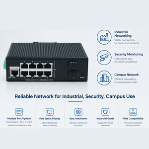 Switch Ethernet industriel géré sur rail DIN, couche 2, 10/100 Mbps, 4/6/8/16/24 ports RJ45 et 2 ports SFP Gigabit en uplink - Product Image 1