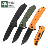 Couteau pliant Bochen, manche en plastique, lame en acier 3cr13, couteau de poche pour le camping en plein air et lame plaquée titane, orange, portable