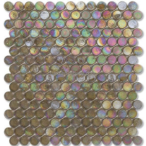 Gạch mosaic tròn màu xám óng ánh, gạch mosaic tròn bằng kính — ảnh 1