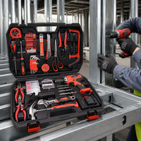 Kit d'outils manuels robustes, ensemble d'outils multifonctions de 129 pièces, ensemble d'outils de quincaillerie avec boîte de transport pour bricoleur