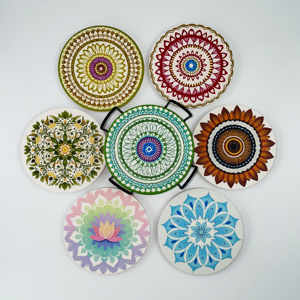 ชุดจานรองแก้วเซรามิก 4 ชิ้น คุณภาพสูง ขายส่งจากโรงงาน พร้อมที่วางเซรามิก จานรองแก้วทรงกลม สำหรับของที่ระลึก - Product Image 5