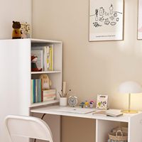 Bureau pliable extensible avec étagères de rangement. Table Murphy escamotable, design blanc peu encombrant pour bureau à domicile, chambre à coucher