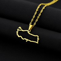 Collier en acier inoxydable avec pendentif drapeau national, carte de la Tunisie couleur acier, surface polie, série cartes nationales, cadeau tendance