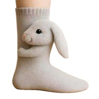 Nouvelle Arrivée Chaussettes Animaux en Peluche Crocheté Raton Laveur 3D Mignonnes Chaussettes de Sol Chaudes Antidérapantes en Coton et Laine pour Hommes et Femmes