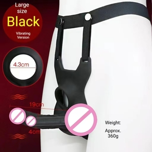 Dildo penetrasi ganda anal plug vibrator strap-on untuk pria pasangan dewasa dengan desain ergonomis untuk penggunaan <span class=keywords><strong>penis</strong></span> dan vagina - Product Image 3