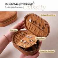 Tragbare Ovale Samt-Schmuckaufbewahrungsbox Mehrteiliges Reise-Etui Halsketten-Ring-Ohrring-Organizer