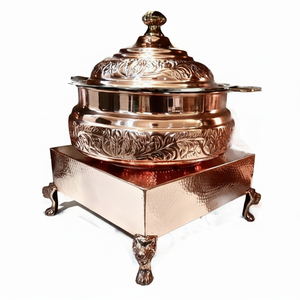 Cobre antiguo calentador de alimentos plato de frotamiento Hotel cocina Catering servir alimentos suministros plato de frotamiento para precio al por mayor - Product Image 1