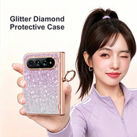 Coque de protection intégrale de luxe avec anneau support et paillettes brillantes pour Xiaomi 18 Fold 5G