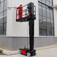 Plateforme de travail aérien électrique monoplace à mât vertical autopropulsée pour l'entretien intérieur et extérieur