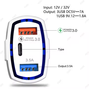 Nuevas Luces LED Portátiles para Auto, 4 en 1, Doble Tipo C, 4 Puertos, Cargador USB Rápido para Auto - Product Image 4