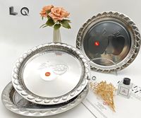 Prix bas 30cm-60cm Plateau de service rond en métal en acier inoxydable imprimé pomme pour les aliments