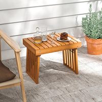 Table d'appoint pliante d'extérieur en bois d'acacia avec plateau à lattes et structure de pieds, idéale pour jardin et intérieur