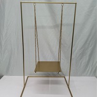Décoration de gâteau de mariage ou d'anniversaire en métal doré en forme de balançoire avec corde en jute pour présentation de desserts, support de balançoire pour adultes
