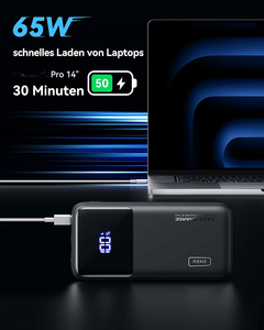 Cargador Portátil de Alta Velocidad de 65W, Cargador Rápido Multipuerto para Laptop y Tablet, Banco de Energía de 20000mAh de Construcción Sólida para Venta al Por Mayor - Product Image 2