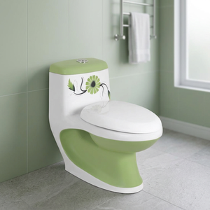 Inodoro de una pieza antisalpicaduras con sifón en P, de cerámica, montado en el suelo, para baño, sanitario. - Product Image 6
