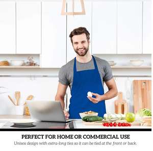Logo personalizzato grembiule in poliestere blu lavabile salone di ospitalità disegno parrucchieri grembiule impermeabile cucina Chef cucina grembiule - Product Image 5