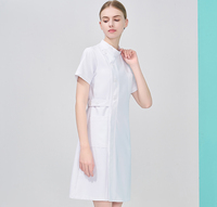 Uniforme d'infirmière pour femme, col long, blanc, manches longues, pour infirmière de clinique