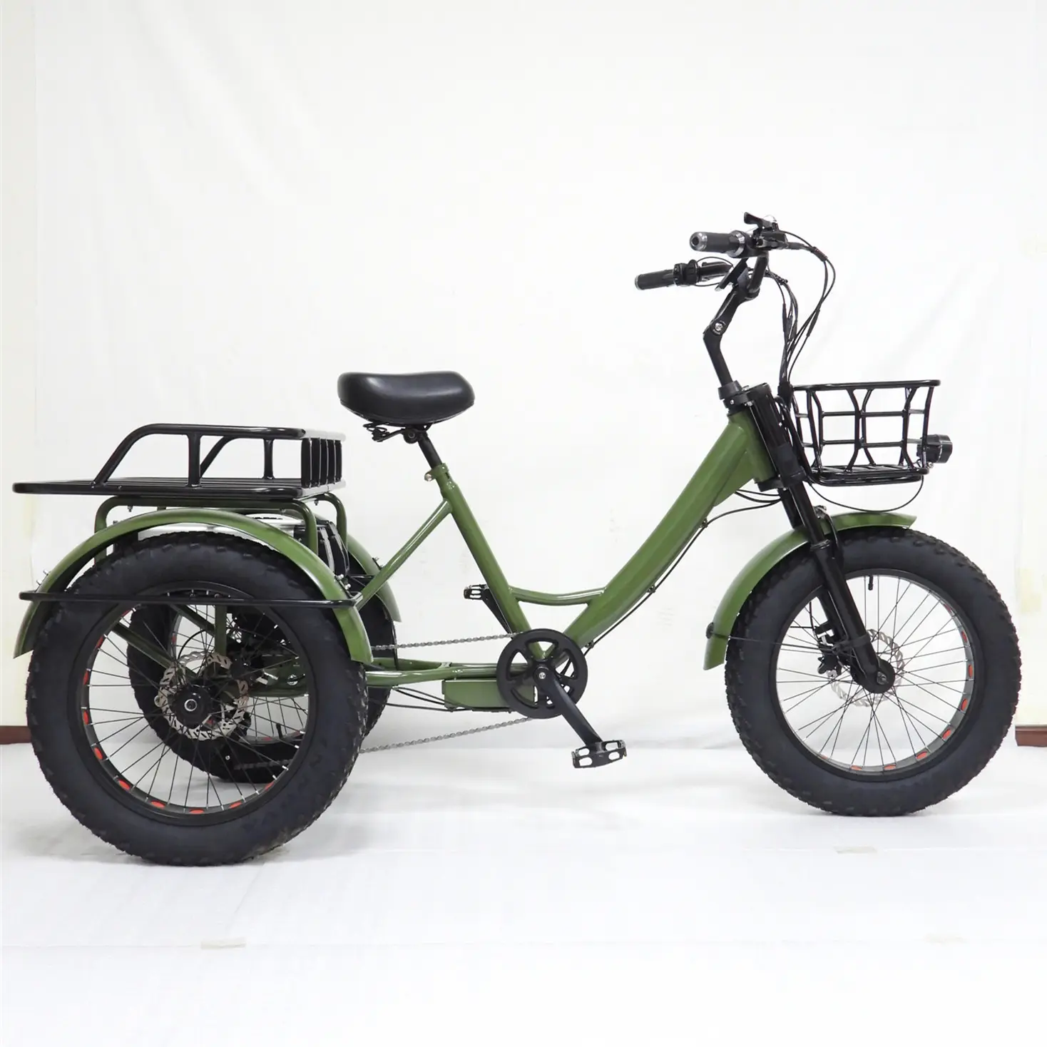 Touring ve kiralama 20 inç çıkarılabilir lityum pil powered yetişkin elektrikli kargo üç tekerlekli bisiklet 500w 48V yağ lastik tekerlekler