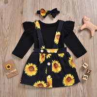 Ensemble de 2 robes pour filles, imprimé tournesols, vêtements pour enfants, fleurs, robes pour bébés filles