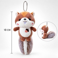 Porte-clés pendentif en peluche écureuil mignon, animal en peluche doux, breloque de sac avec queue moelleuse et broderie d'acorn