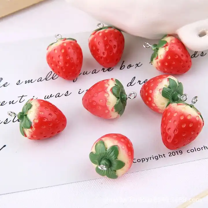 Strawberry Whole Mini 3D Resin Charm Strawberries Charms Fake Food Fru