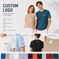 T-shirt unisexe personnalisé avec logo, en fibres naturelles peignées, doux et respirant, col rond vierge pour impression, marque OEM, vente en gros en vrac