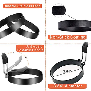 Anneau à œufs en acier inoxydable avec revêtement antiadhésif, moules à œufs pour la cuisson, ustensiles de cuisine pour œufs - Product Image 2
