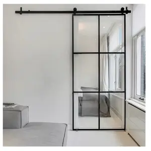 Modern iç banyo gizli parça siyah cam kayan ambar kapısı ev için