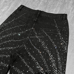Pantalones Cortos de Mezclilla Qianshi Personalizados para Hombre, Pantalones Cortos de Verano, Estilo Urbano, con Pedrería, Bermudas de Mezclilla para Hombre - Product Image 3