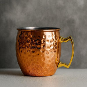 Taza de Cobre Martillado con Asa de Latón, Taza Premium para Beber, Ideal para Cócteles Moscow Mule, Cerveza, Café y Uso en el Hogar o Bar - Product Image 1