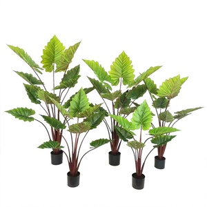Jardín Decoración del hogar 150 cm Plástico Arco Iris Taro Simulación artificial Verdor Alocasia Plantas en maceta - Product Image 6