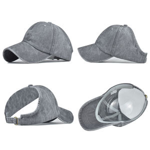 Pare-soleil lavable en denim queue de cheval bouffante Curl cheveux naturels queue de cheval dos nu casquette de baseball pour femmes - Product Image 2