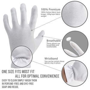 En gros Blanc 100% Pour Cent Coton Pas Cher Inspection Eczéma Hydrater Jardin Main Gants Bio Guantes Pour Eczéma - Product Image 2