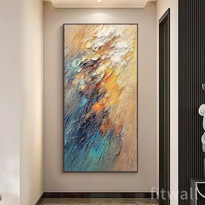Hand Painted Oil Painting Abstract <b>Art</b> Rectangle Modern Wall <b>Art</b> For Entrance Hall Living Room Decorative Hanging Artwork - Product Image 1