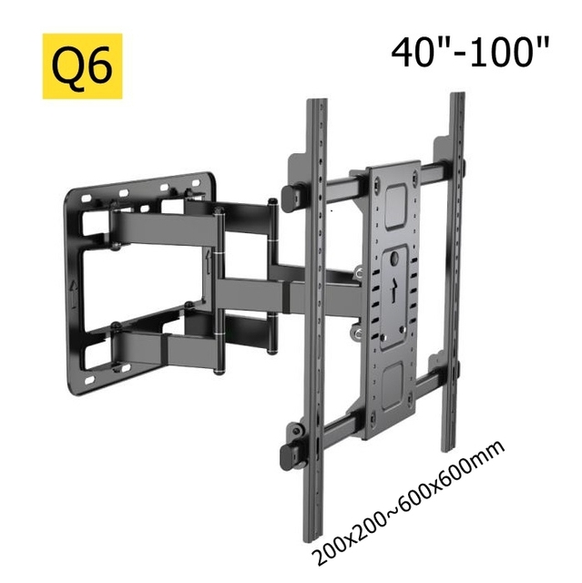 Factory Direct Heavy Duty Dual Swing Arm TV Wall Mount For 40-100 inch Screen Cold Rolled Steel 100kg Capacity Black
