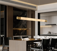 Lampe suspendue linéaire en onyx naturel, tube long en albâtre, éclairage LED en marbre pour îlot de cuisine, table, hôtel, villa, restaurant