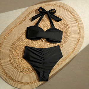 JSN 2026 personnalisé solide nouveau à la mode Sexy à lacets licou cou en forme <span class=keywords><strong>de</strong></span> coeur bijoux en métal femmes deux pièces <span class=keywords><strong>maillot</strong></span> <span class=keywords><strong>de</strong></span> <span class=keywords><strong>bain</strong></span> - Product Image 4