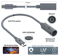 Kabel Adaptor Daya USB-C ke DC (0.2m) Bahan ABS Perak Kompatibel dengan Power Bank/Pengisi Daya PD Perangkat Starlink Mini Asli