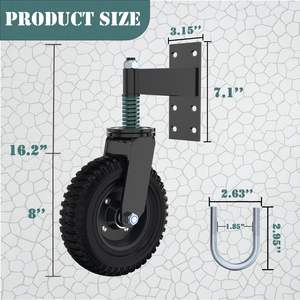 Roue de porte de 8 pouces pour porte en tube métallique Porte en bois Capacité de 600lb Roulettes à ressort absorbant les chocs pour porte coulissante - Product Image 2
