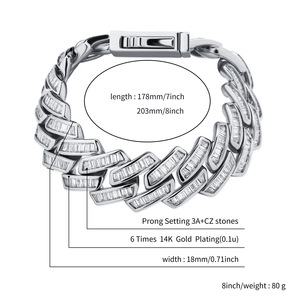 Pulsera y Collar Estilo Hip-Hop Cubano con Piedras de Circonio, Chapado en Oro, Hierro, Estilo Punk Europeo Americano, Accesorios - Product Image 4