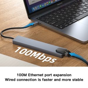 Estación de acoplamiento UNIEAN tipo C PD100W Hub Usb C Hub 8IN 1 USB C3.0 Hub UHD 4K30Hz 8 puertos 100Mbps para red de Iphone a PC - Product Image 4