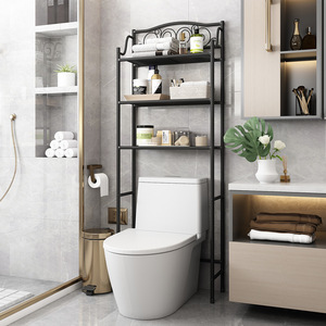 Étagère de salle de bain Jinsheng noire, autoportante, multi-niveaux, pour l'organisation de la salle de bain - Product Image 1